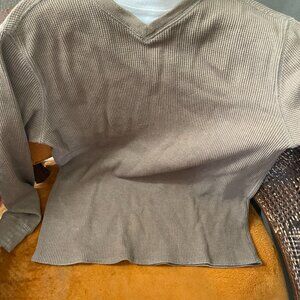 ribbed V-neck long-sleeve top